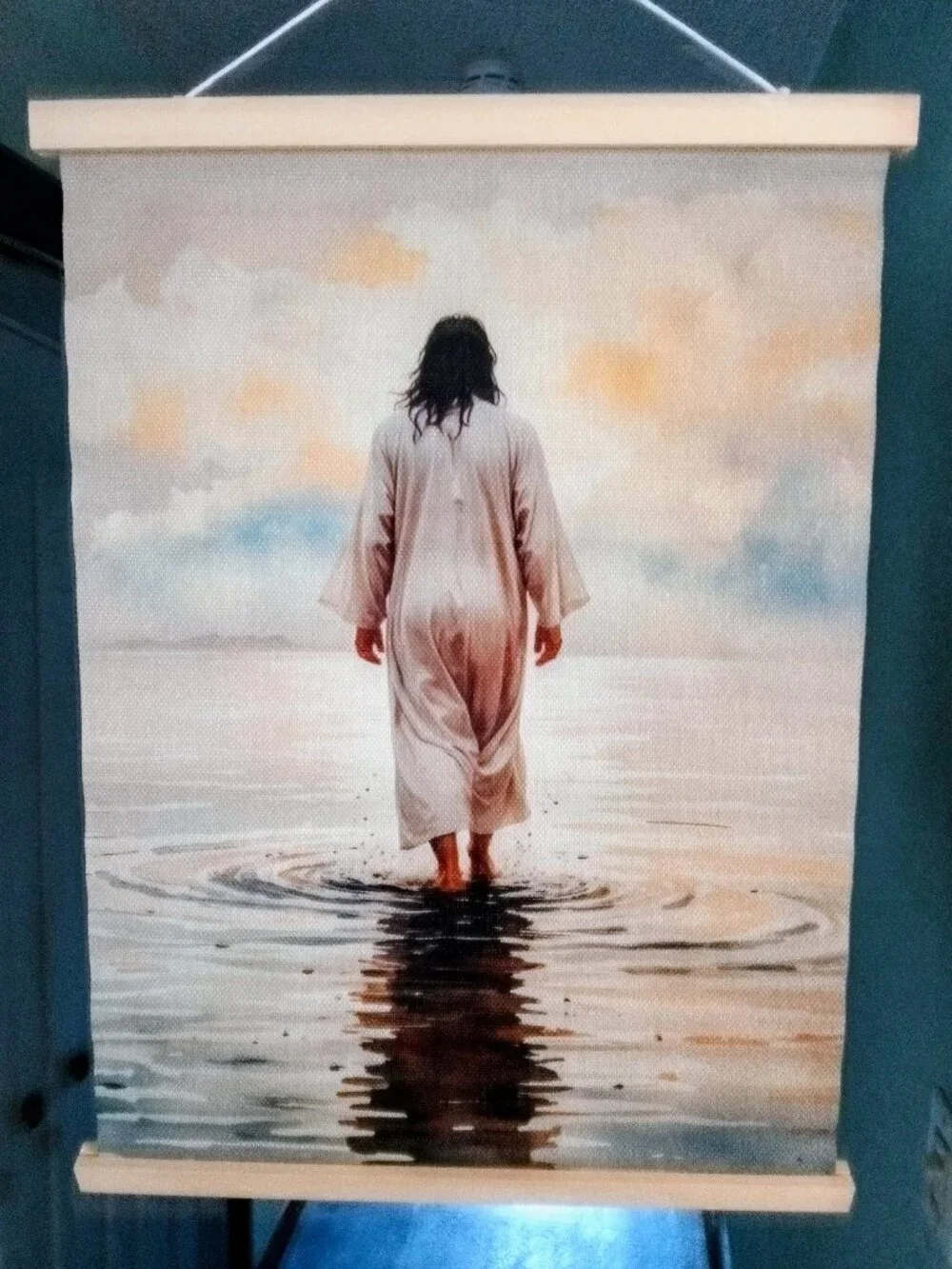 Serene Horizon Wall Tapestry  Jesus Walking on Water